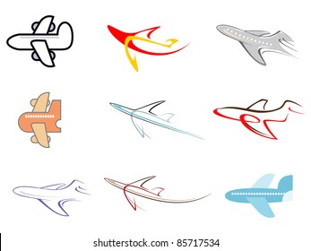 Airplane - set of isolated vector icons.