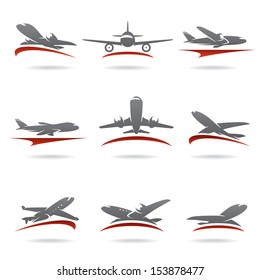 Airplane set. Vector 