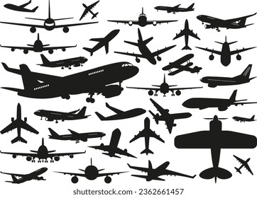 Airplane Set of Vector Silhouette