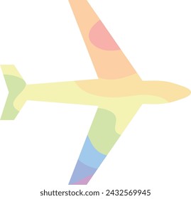 Flugzeug Form Symbol mit Regenbogenfarbe innen. Flugzeug Vektor-Illustration.