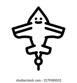 airplane shape kite line icon vector. airplane shape kite sign. isolated contour symbol black illustration