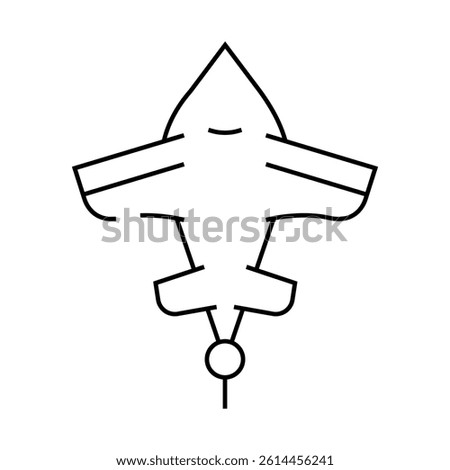 airplane shape kite line icon vector. airplane shape kite sign. isolated contour symbol black illustration