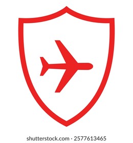 Airplane and shield on white
