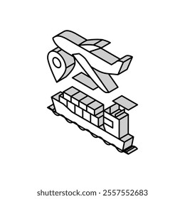 airplane and ship delivering isometric icon vector. airplane and ship delivering sign. isolated symbol illustration