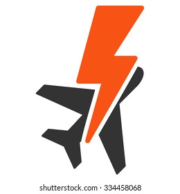 Airplane Shock vector icon. Style is flat symbol, rounded angles, white background.