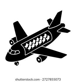 Flugzeug Seite Schnitt Isometrische Ansicht Silhouette. Ideal für die Verwendung als Video, Icon, Web-Grafikdesign und Infografik 
