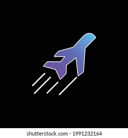 Airplane Side View In Flight blue gradient vector icon