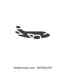 Airplane side view vector icon. filled flat sign for mobile concept and web design. Aircraft plane glyph icon. Symbol, logo illustration. Vector graphics