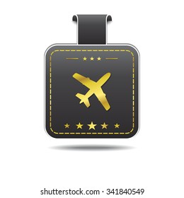 Airplane Sign golden Vector Icon Design