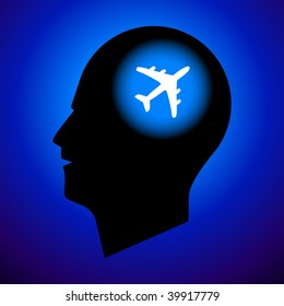 Airplane Sign in Human Head