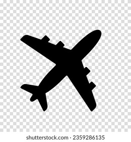 Airplane sign icon on a transparent background