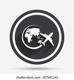 Airplane sign icon. Travel trip symbol.