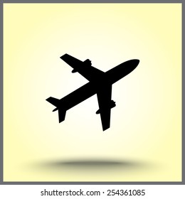 Airplane sign icon, vector illustration. Flat design style 