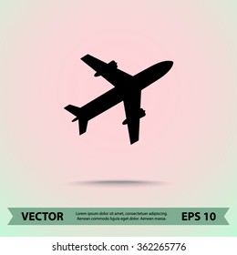 Airplane sign icon, vector illustration. Flat design style 