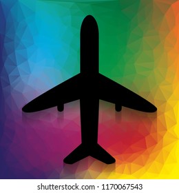 Airplane sign illustration. Vector. Flat style black icon on white.