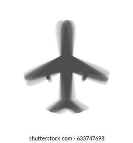 Airplane sign illustration. Vector. Gray icon shaked at white background.