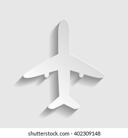 Airplane sign. Paper style icon