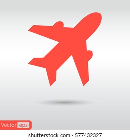 Airplane sign. Plane symbol. Travel icon. Flight flat label.