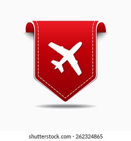Airplane Sign Red Vector Icon Design