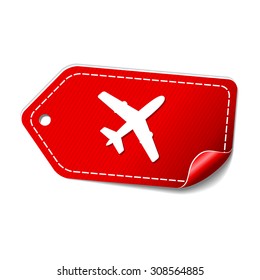Airplane Sign Red Vector Icon Design