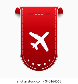 Airplane Sign Red Vector Icon Design