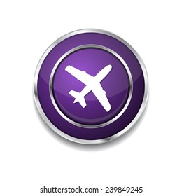 Airplane Sign Vector Button Icon