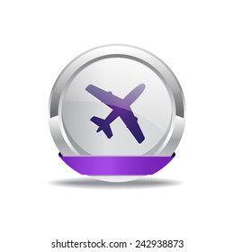 Airplane Sign Vector Button Icon