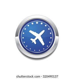 Airplane Sign Vector Button Icon