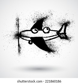 Airplane Sign, vector grunge icon