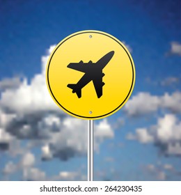 Airplane sign vector illustration.