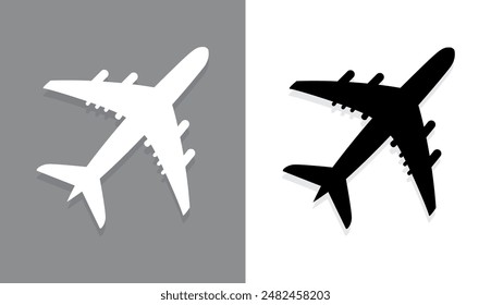 Ilustración vectorial de señalización de avión, Vector de ícono de avión para Web y App móvil, Símbolo de transporte de vuelo. Señal de viaje. Clipart de avión, conjunto de iconos de avión aislado. Icono de plano negro, símbolo de mosca aislado.