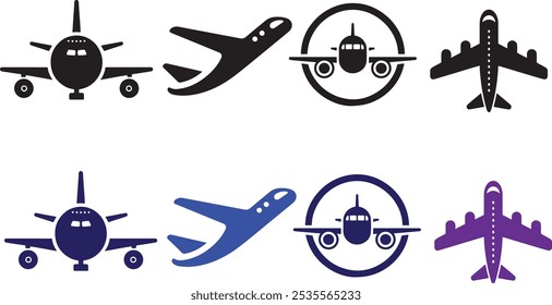 Airplane sign vector illustration, a Plane icon vector for web and mobile app, Flight transport symbol. Travel sign. Aeroplane clipart, Plane icon set isolated. Plane icon black, Fly symbol isolated.