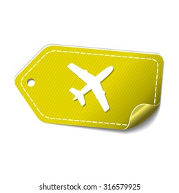 Airplane Sign Yellow Vector Icon Design