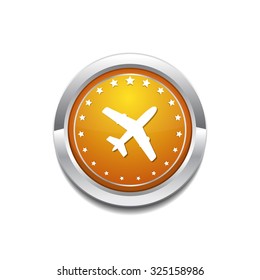 Airplane Sign Yellow Vector Icon Button