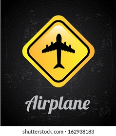 airplane signal over black background vector illustration 