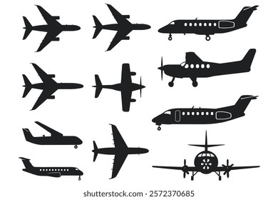 airplane silhouette. aircraft vector.  airplane icon 