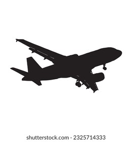 airplane silhouette black isolated in white background vector illustration
