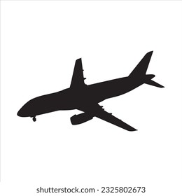 airplane silhouette black isolated in white background vector illustration