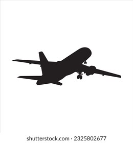 airplane silhouette black isolated in white background vector illustration