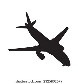 airplane silhouette black isolated in white background vector illustration