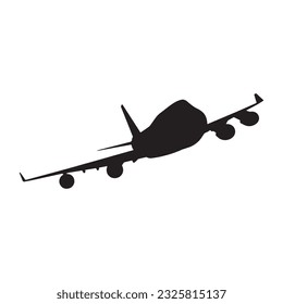 airplane silhouette black isolated in white background vector illustration