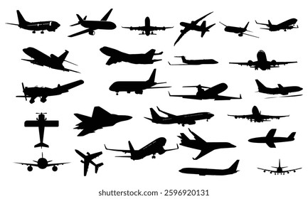 Airplane silhouette collection on white background vector design 