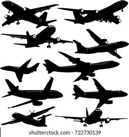 airplane silhouette collection - vector