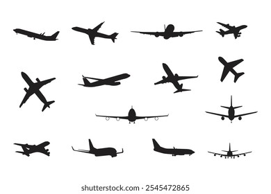 airplane silhouette concept icons design set of vector collection