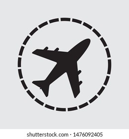 Airplane silhouette, flat vector icon, sign