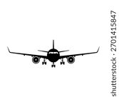 Airplane Silhouette Flying Front View Aviation Transport