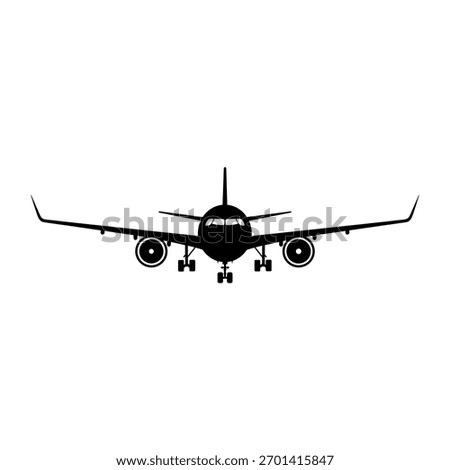 Airplane Silhouette Flying Front View Aviation Transport