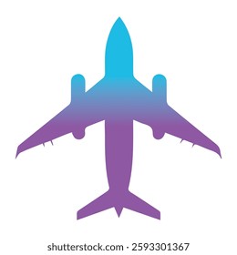 Airplane Silhouette with Gradient Effect Against White Background