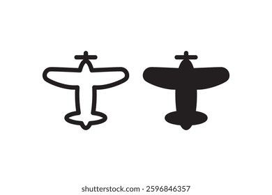 Airplane silhouette icon in black and white Vector