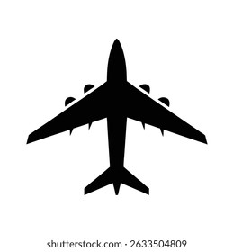 Airplane Silhouette Icon – Minimal Vector Illustration on White Background